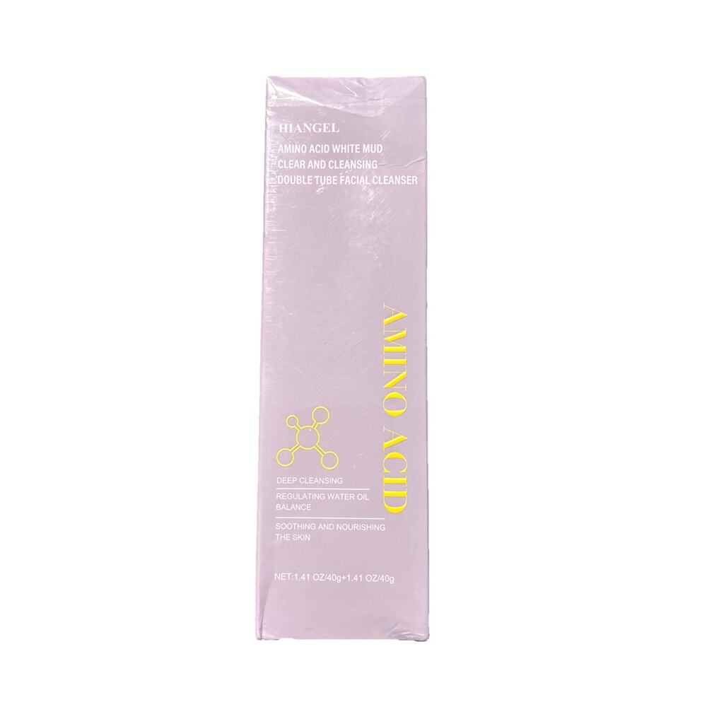 Hiangel Amino Acid White Clay Facial Cleanser Dual-Tube Design with Twist 1.41oz